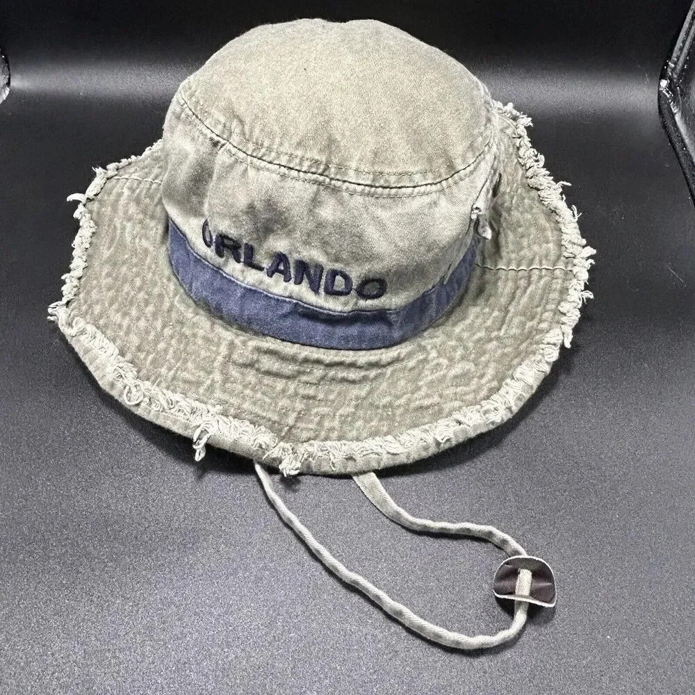 Orlando Bucket Hat Unisex One Size Green Drawstring Tie Side Pocket Jhats